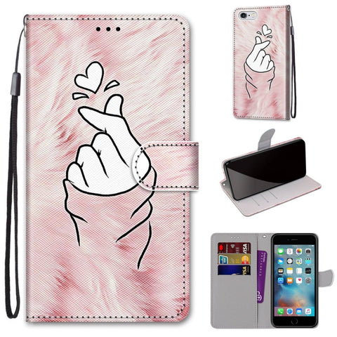 Coloured Drawing Cross Texture Horizontal Flip PU Leather Case with Holder & Card Slots & Wallet & Lanyard, For iPhone 6 / 6s, For iPhone SE 2022 / SE 2020 / 8 / 7