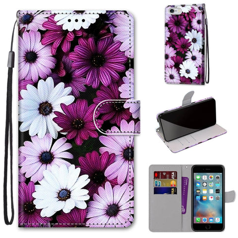 Coloured Drawing Cross Texture Horizontal Flip PU Leather Case with Holder & Card Slots & Wallet & Lanyard, For iPhone 6 / 6s, For iPhone SE 2022 / SE 2020 / 8 / 7