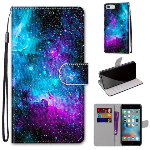 Coloured Drawing Cross Texture Horizontal Flip PU Leather Case with Holder & Card Slots & Wallet & Lanyard, For iPhone 6 / 6s, For iPhone SE 2022 / SE 2020 / 8 / 7
