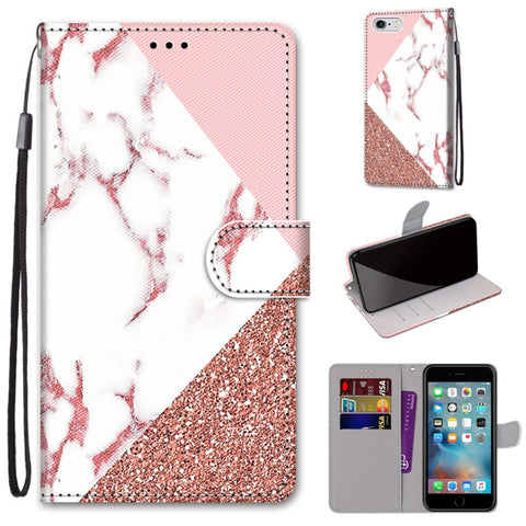 Coloured Drawing Cross Texture Horizontal Flip PU Leather Case with Holder & Card Slots & Wallet & Lanyard, For iPhone 6 / 6s, For iPhone SE 2022 / SE 2020 / 8 / 7