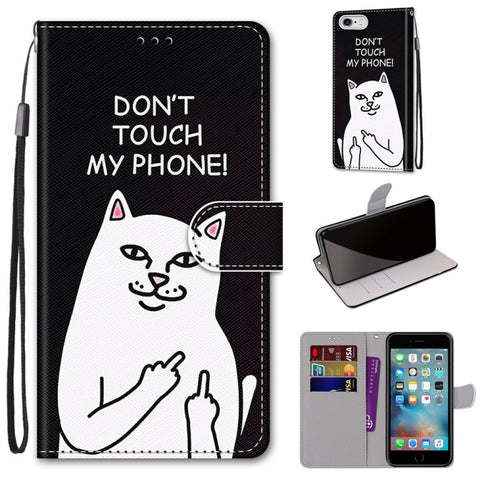 Coloured Drawing Cross Texture Horizontal Flip PU Leather Case with Holder & Card Slots & Wallet & Lanyard, For iPhone 6 / 6s, For iPhone SE 2022 / SE 2020 / 8 / 7