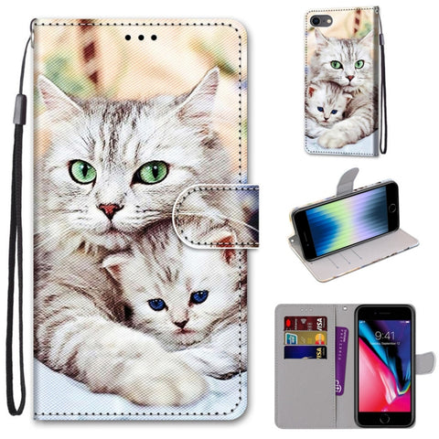 Coloured Drawing Cross Texture Horizontal Flip PU Leather Case with Holder & Card Slots & Wallet & Lanyard, For iPhone 6 / 6s, For iPhone SE 2022 / SE 2020 / 8 / 7