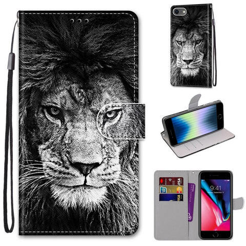 Coloured Drawing Cross Texture Horizontal Flip PU Leather Case with Holder & Card Slots & Wallet & Lanyard, For iPhone 6 / 6s, For iPhone SE 2022 / SE 2020 / 8 / 7