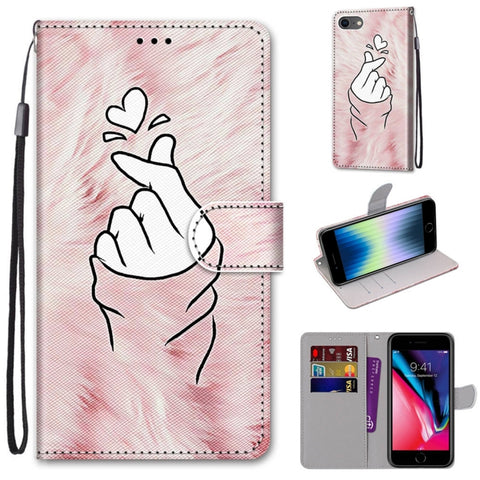 Coloured Drawing Cross Texture Horizontal Flip PU Leather Case with Holder & Card Slots & Wallet & Lanyard, For iPhone 6 / 6s, For iPhone SE 2022 / SE 2020 / 8 / 7