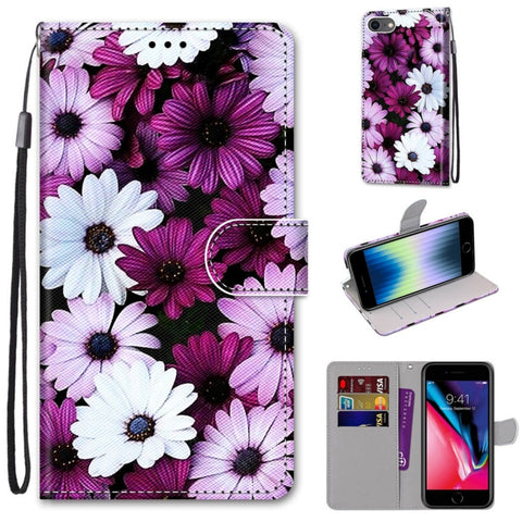 Coloured Drawing Cross Texture Horizontal Flip PU Leather Case with Holder & Card Slots & Wallet & Lanyard, For iPhone 6 / 6s, For iPhone SE 2022 / SE 2020 / 8 / 7