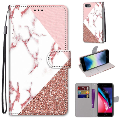 Coloured Drawing Cross Texture Horizontal Flip PU Leather Case with Holder & Card Slots & Wallet & Lanyard, For iPhone 6 / 6s, For iPhone SE 2022 / SE 2020 / 8 / 7