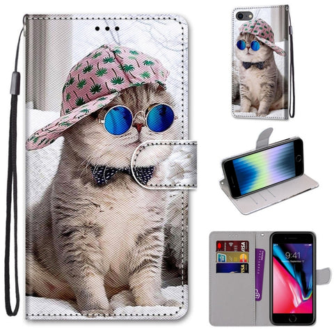 Coloured Drawing Cross Texture Horizontal Flip PU Leather Case with Holder & Card Slots & Wallet & Lanyard, For iPhone 6 / 6s, For iPhone SE 2022 / SE 2020 / 8 / 7