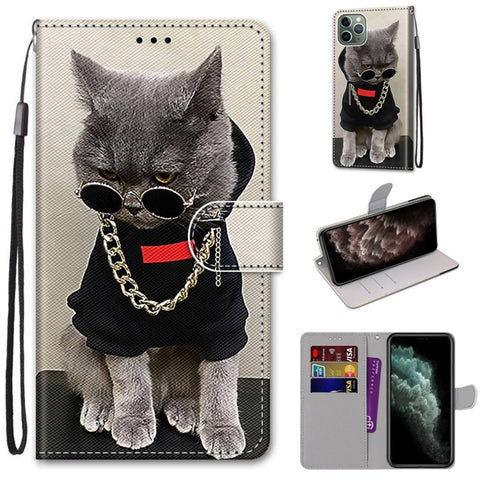 Coloured Drawing Cross Texture Horizontal Flip PU Leather Case with Holder & Card Slots & Wallet & Lanyard, For iPhone 11 Pro Max, For iPhone 12 mini