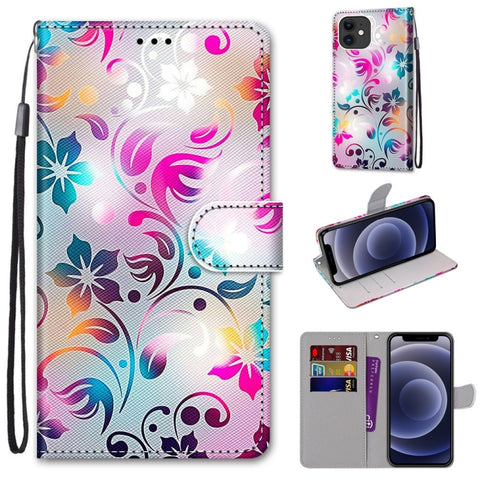 Coloured Drawing Cross Texture Horizontal Flip PU Leather Case with Holder & Card Slots & Wallet & Lanyard, For iPhone 11 Pro Max, For iPhone 12 mini