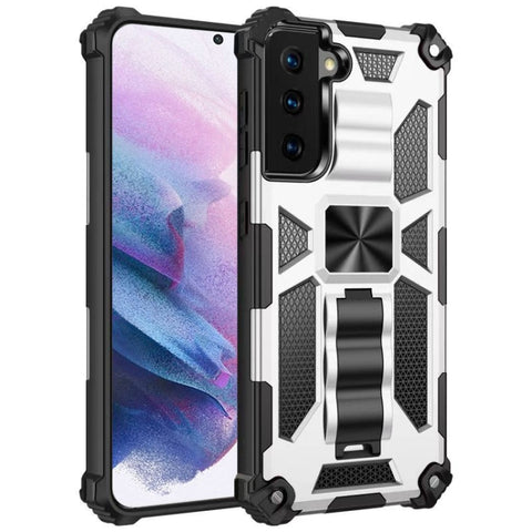 Shockproof TPU + PC Magnetic Protective Case with Holder, For Samsung Galaxy S21+ 5G
