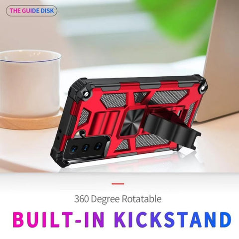 Shockproof TPU + PC Magnetic Protective Case with Holder, For Samsung Galaxy S21+ 5G