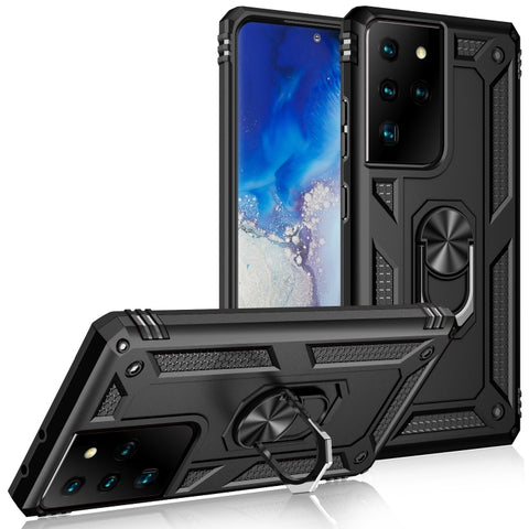 Shockproof TPU + PC Protective Case with 360 Degree Rotating Holder, For Samsung Galaxy S21 Ultra 5G