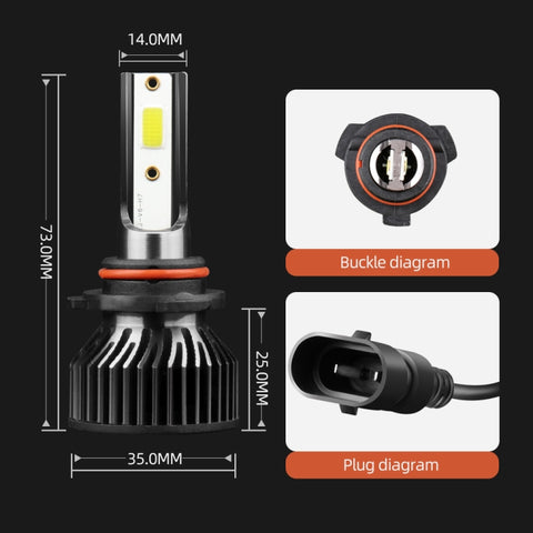 2 PCS DC9-36V / 25W / 6000K / 2500LM IP68 Waterproof Car LED Headlight, F2 9005 / HB3 / H10