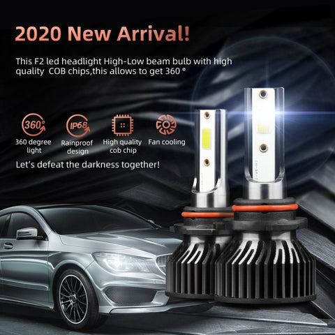 2 PCS DC9-36V / 25W / 6000K / 2500LM IP68 Waterproof Car LED Headlight, F2 9005 / HB3 / H10