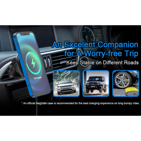 Mriowiz M-2002W 15W 360-degree Rotating MagSafe Magnetic Car Wireless Charger for iPhone 12 Series, with USB + USB-C / Type-C Data Cable, Cable Length: 1m, M-2002W