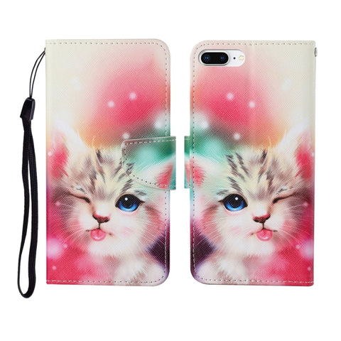 Painted Pattern Horizontal Flip Leathe Case, For iPhone 6, For iPhone 6 Plus, For iPhone 7 Plus