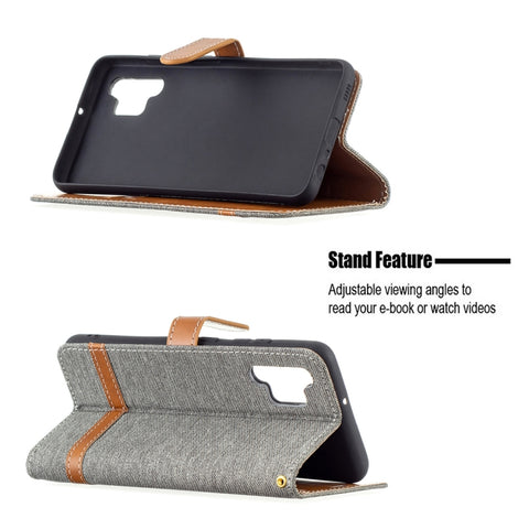 Color Matching Denim Texture Horizontal Flip Leather Case with Holder & Card Slots & Wallet & Lanyard, For Samsung Galaxy A32 4G