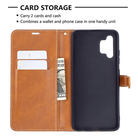 Color Matching Denim Texture Horizontal Flip Leather Case with Holder & Card Slots & Wallet & Lanyard, For Samsung Galaxy A32 4G