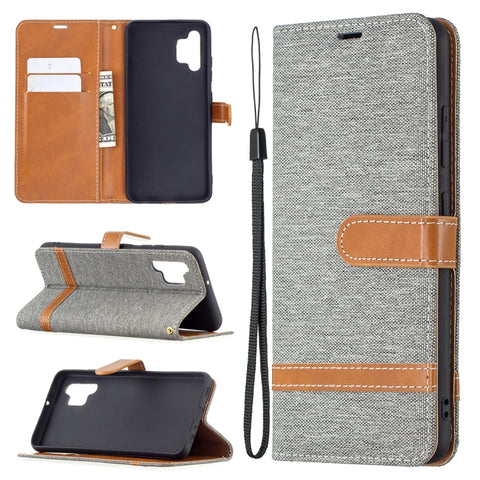 Color Matching Denim Texture Horizontal Flip Leather Case with Holder & Card Slots & Wallet & Lanyard, For Samsung Galaxy A32 4G