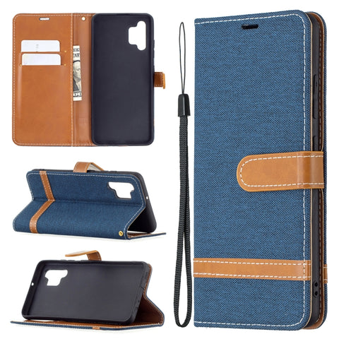 Color Matching Denim Texture Horizontal Flip Leather Case with Holder & Card Slots & Wallet & Lanyard, For Samsung Galaxy A32 4G