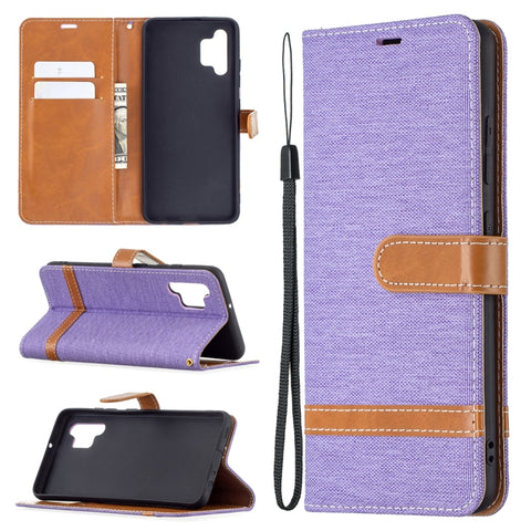 Color Matching Denim Texture Horizontal Flip Leather Case with Holder & Card Slots & Wallet & Lanyard, For Samsung Galaxy A32 4G