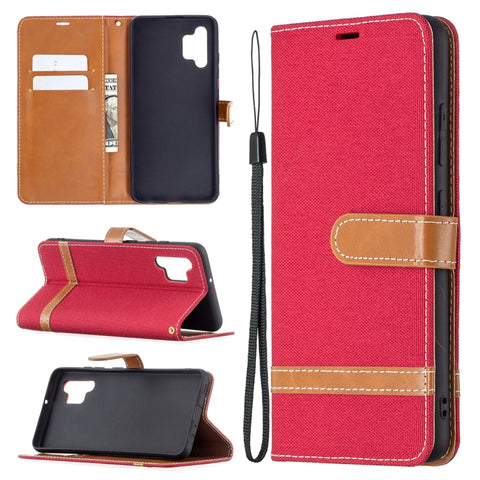 Color Matching Denim Texture Horizontal Flip Leather Case with Holder & Card Slots & Wallet & Lanyard, For Samsung Galaxy A32 4G