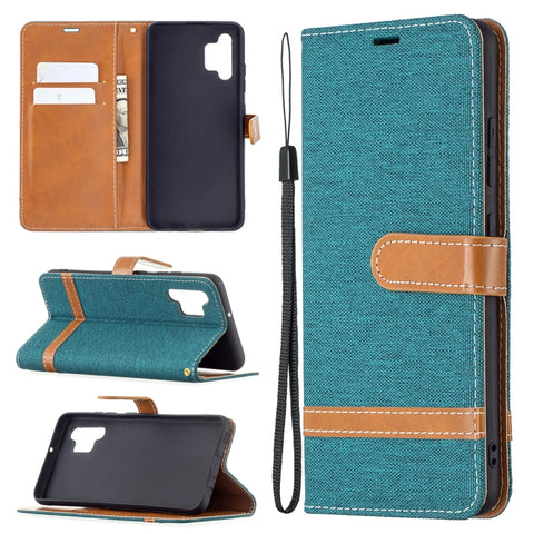 Color Matching Denim Texture Horizontal Flip Leather Case with Holder & Card Slots & Wallet & Lanyard, For Samsung Galaxy A32 4G