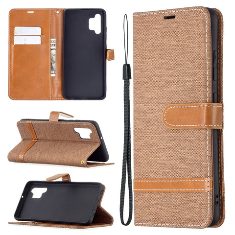 Color Matching Denim Texture Horizontal Flip Leather Case with Holder & Card Slots & Wallet & Lanyard, For Samsung Galaxy A32 4G