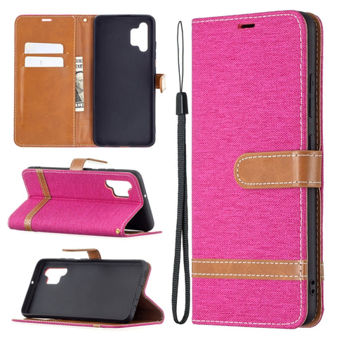Color Matching Denim Texture Horizontal Flip Leather Case with Holder & Card Slots & Wallet & Lanyard, For Samsung Galaxy A32 4G