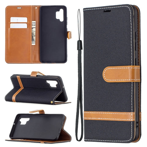 Color Matching Denim Texture Horizontal Flip Leather Case with Holder & Card Slots & Wallet & Lanyard, For Samsung Galaxy A32 4G