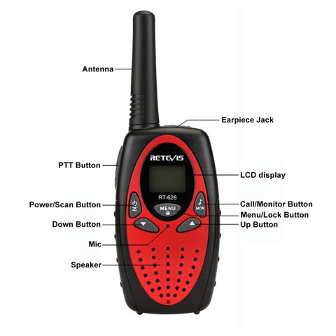 1 Pair RETEVIS RT628 0.5W US Frequency 462.550-467.7125MHz 22CHS Handheld Children Walkie Talkie, RT628(Red), RT628(Black), RT628(White)