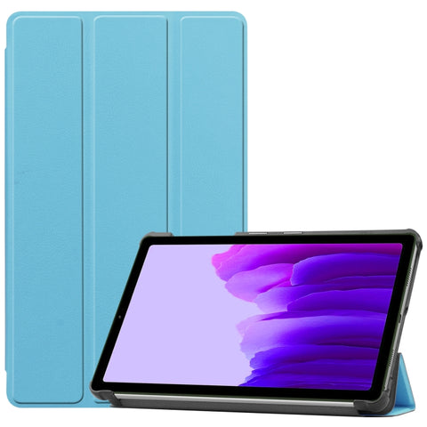 Custer Pattern Pure Color Horizontal Flip Leather Case with Three-folding Holder, For Samsung Galaxy Tab A7 Lite T225