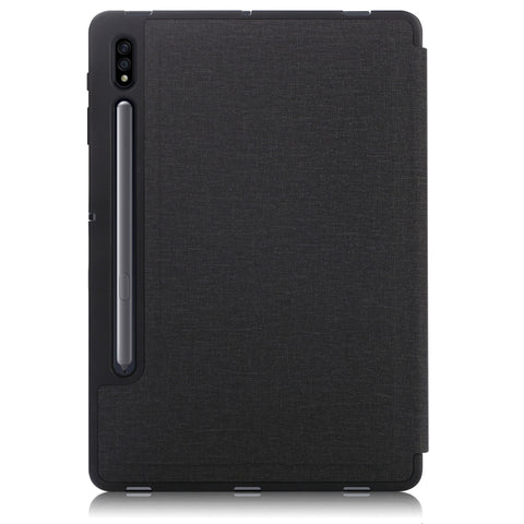 Cloth Texture Multi-folding Horizontal Flip PU Leather Shockproof Case with Holder & Sleep / Wake-up Function, For Samsung Galaxy Tab S8+ / Tab S8 Plus /  Tab S7 FE / Tab S7+ T970 / T975, For Samsung Galaxy Tab S8 / Galaxy Tab S7 T870                  ...