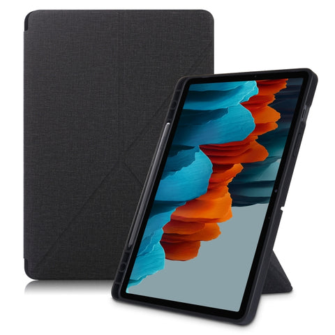 Cloth Texture Multi-folding Horizontal Flip PU Leather Shockproof Case with Holder & Sleep / Wake-up Function, For Samsung Galaxy Tab S8+ / Tab S8 Plus /  Tab S7 FE / Tab S7+ T970 / T975, For Samsung Galaxy Tab S8 / Galaxy Tab S7 T870                  ...