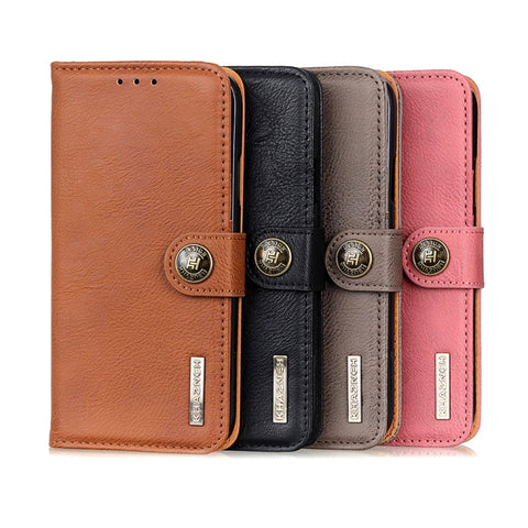 KHAZNEH Cowhide Texture Horizontal Flip Leather Case with Holder & Card Slots & Wallet, For Samsung Galaxy S21 FE
