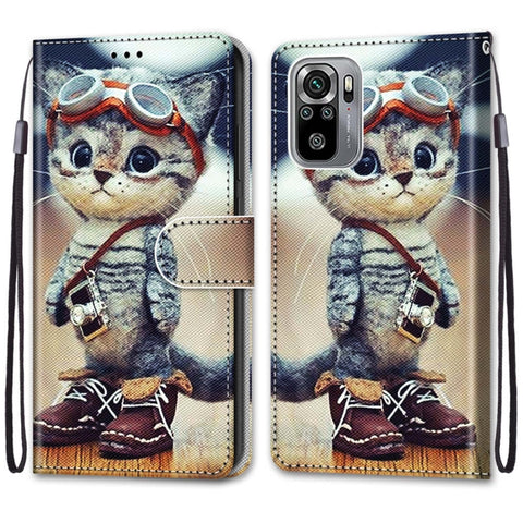 Coloured Drawing Cross Texture Horizontal Flip PU Leather Case with Holder & Card Slots & Wallet & Lanyard, For Xiaomi Redmi Note 10 4G / Note 10S, For Xiaomi Redmi Note 10 5G