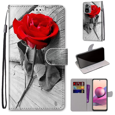 Coloured Drawing Cross Texture Horizontal Flip PU Leather Case with Holder & Card Slots & Wallet & Lanyard, For Xiaomi Redmi Note 10 4G / Note 10S, For Xiaomi Redmi Note 10 5G