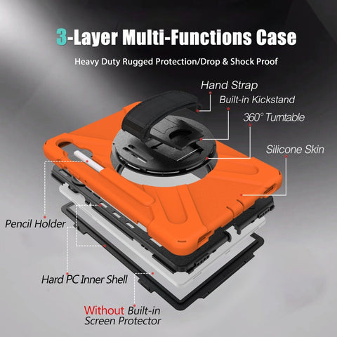 Shockproof Colorful Silicone + PC Protective Case with Holder & Shoulder Strap & Hand Strap & Pen Slot, For Samsung Galaxy Tab S6 10.5 inch T860 / T865