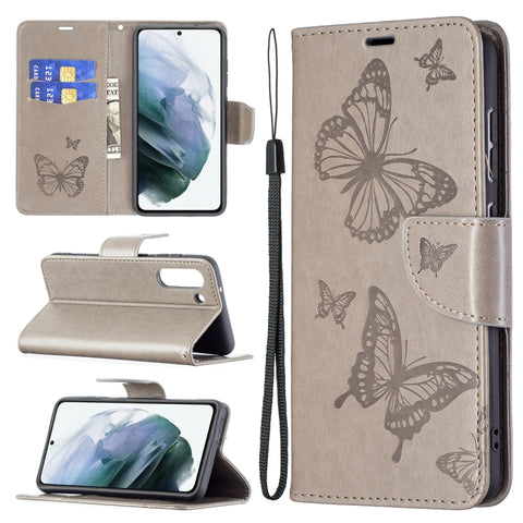 Embossing Two Butterflies Pattern Horizontal Flip PU Leather Case with Holder & Card Slot & Wallet & Lanyard, For Nokia G20, For Nokia 1.4, For Samsung Galaxy S21 FE