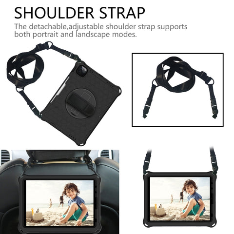 360 Degree Rotation Honeycomb Shockproof Silicone PC Protective Case with Holder & Shoulder Strap & Hand Strap, For iPad Pro 11 (2021) / (2020) / (2018)