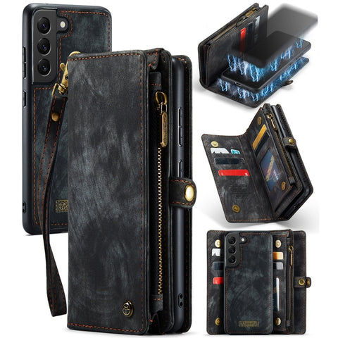 CaseMe 008 Detachable Multifunctional Horizontal Flip Leather Case, with Card Slot & Holder & Zipper Wallet & Photo Frame, For Samsung Galaxy S21 FE