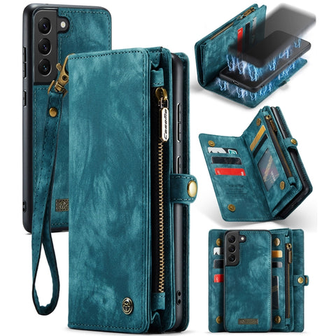 CaseMe 008 Detachable Multifunctional Horizontal Flip Leather Case, with Card Slot & Holder & Zipper Wallet & Photo Frame, For Samsung Galaxy S21 FE