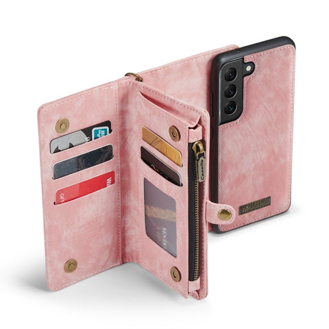 CaseMe 008 Detachable Multifunctional Horizontal Flip Leather Case, with Card Slot & Holder & Zipper Wallet & Photo Frame, For Samsung Galaxy S21 FE