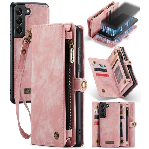 CaseMe 008 Detachable Multifunctional Horizontal Flip Leather Case, with Card Slot & Holder & Zipper Wallet & Photo Frame, For Samsung Galaxy S21 FE