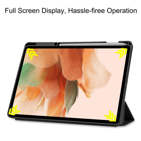 Pure Color Horizontal Flip TPU + PU Leather Case with Three-folding Holder & Sleep / Wake-up Function & Pen Slot, For Samsung Galaxy Tab S7 Lite T730 / T735 / Tab S7 FE T736