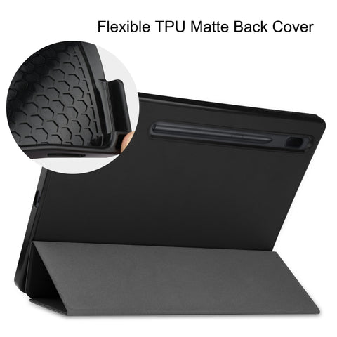 Pure Color Horizontal Flip TPU + PU Leather Case with Three-folding Holder & Sleep / Wake-up Function & Pen Slot, For Samsung Galaxy Tab S7 Lite T730 / T735 / Tab S7 FE T736