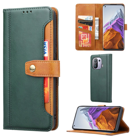 Calf Texture Double Fold Clasp Horizontal Flip Leather Case with Photo Frame & Holder & Card Slots & Wallet, For Samsung Galaxy S21 FE, For Xiaomi Mi 11 Lite, For Xiaomi Mi 11 Pro