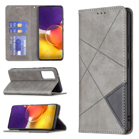 Rhombus Texture Horizontal Flip Magnetic Leather Case with Holder & Card Slots, For Samsung Galaxy A22 5G, For Samsung Galaxy A82 5G