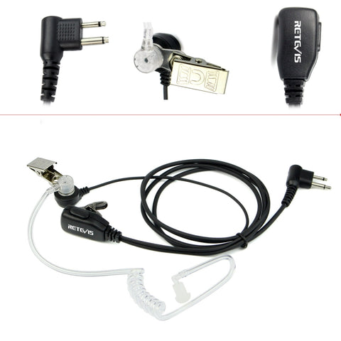 RETEVIS C9025 M 2 Pin PTT Air guide Noise Reduction Covert Acoustic Tube Earphone Microphone, C9025