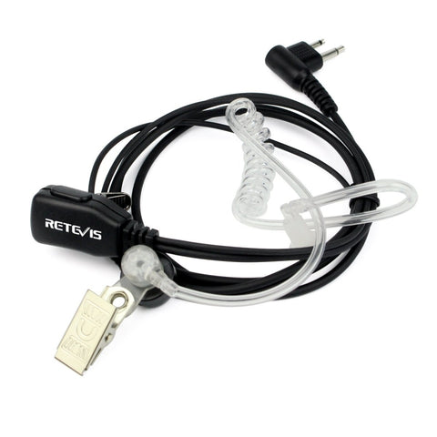RETEVIS C9025 M 2 Pin PTT Air guide Noise Reduction Covert Acoustic Tube Earphone Microphone, C9025